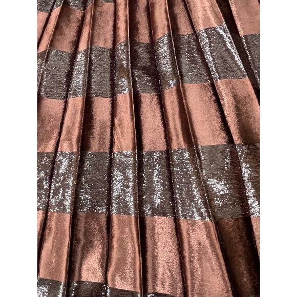 NWT Dolce & Gabbana Dark Brown Metallic Velvet Pleated Long Skirt IT 36 US XXS - Picture 8 of 9